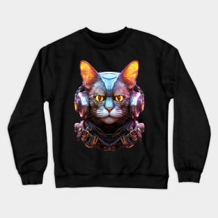 Code Catcher - The Cyberpunk Cyborg Cat Crewneck Sweatshirt